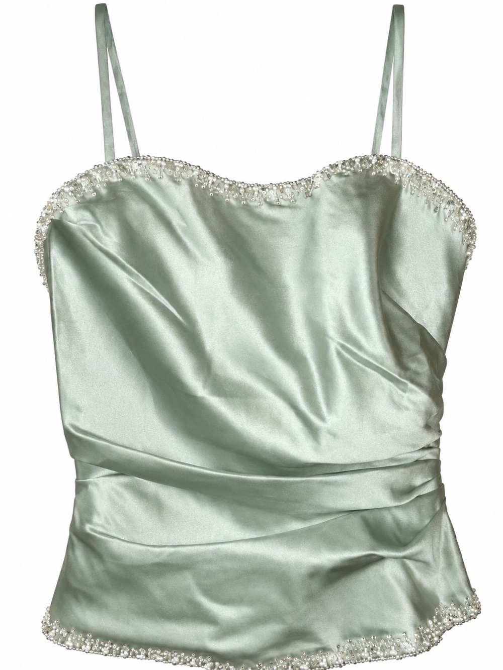 NWT Impression Celadon Satin Beaded Corset Top | Size 10